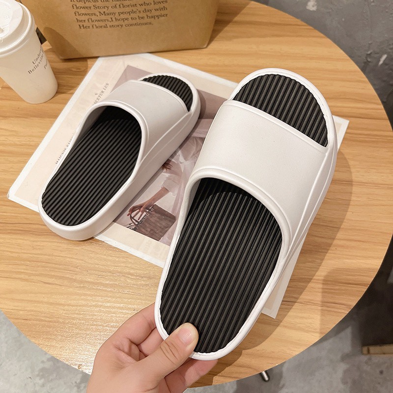 Dép quai ngang nam nữ độn đế 5cm họa tiét trơn nhựa EVA cao cấp phong cách ulzzang Hàn Quốc siêu Hot đi cực êm chân chống trơn trượt tốt TH Store