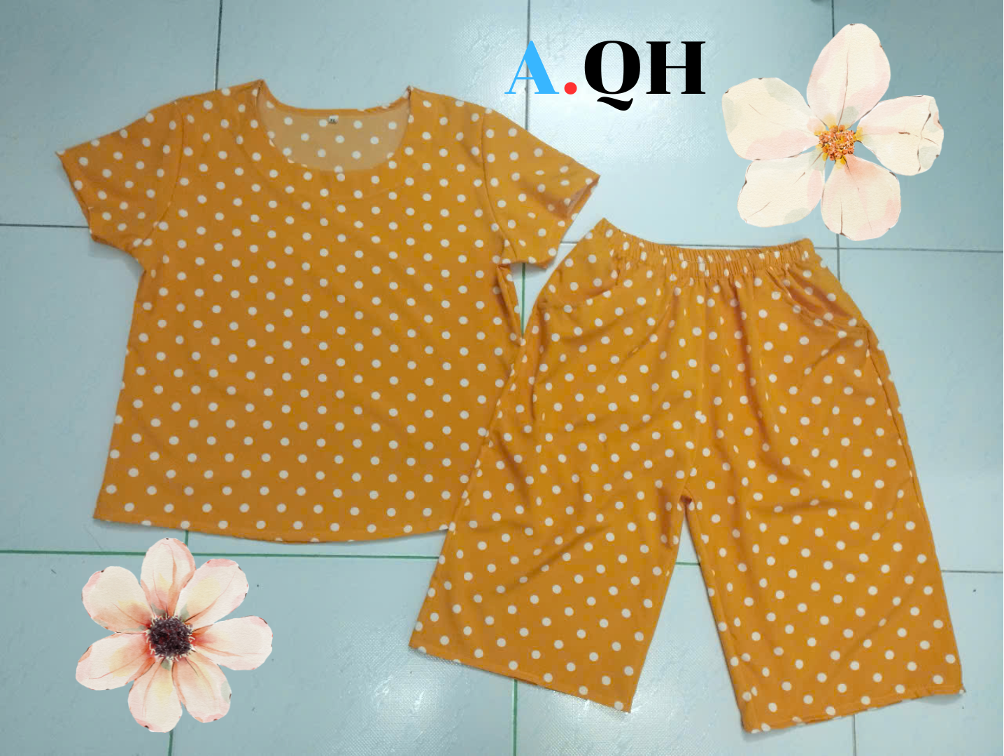Women's Mango Silk Home Wear Set Shorts + Short Sleeves (48-65 kg)