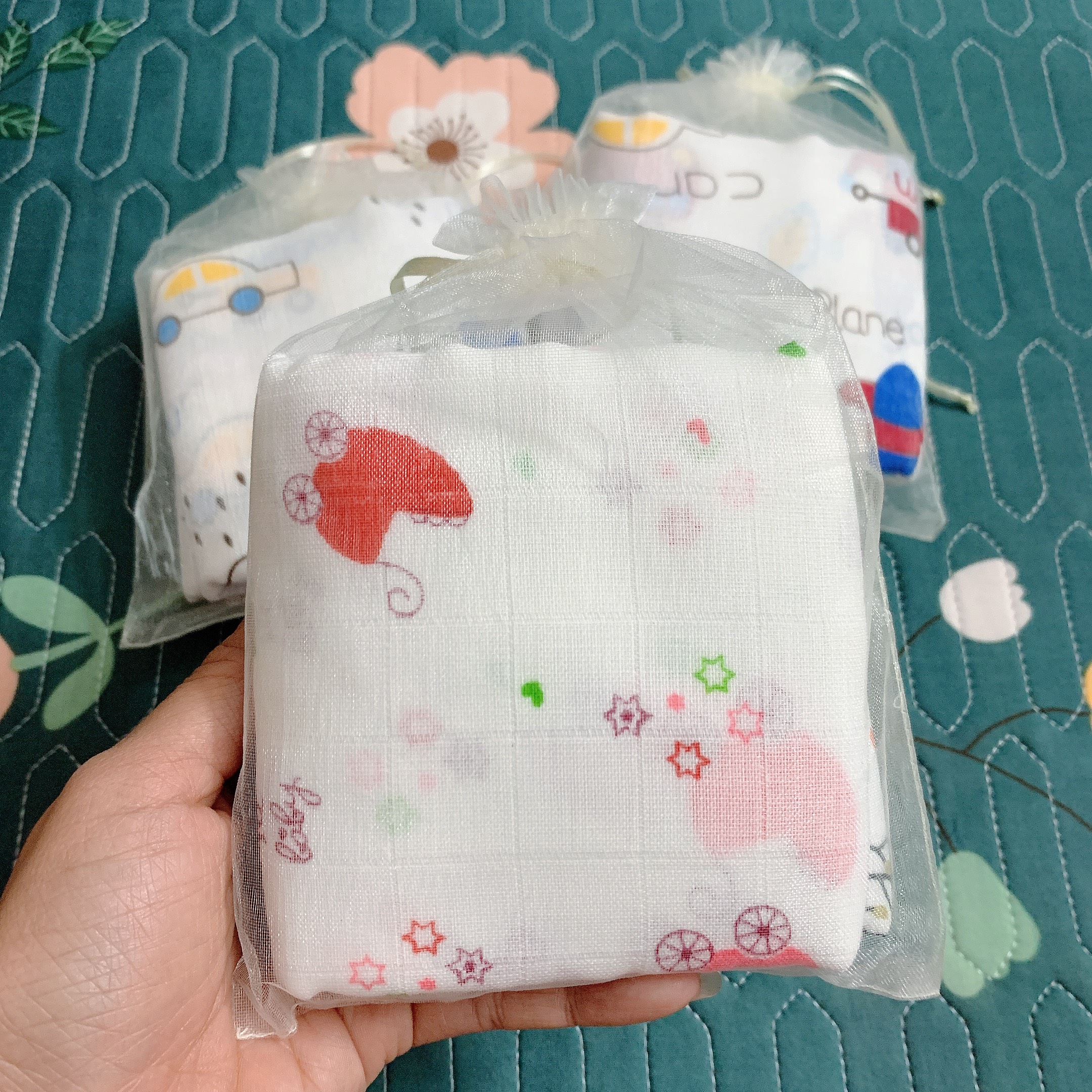 Set 10 khăn sữa aden sợi tre sinh học túi lưới mềm mại, xịn sò