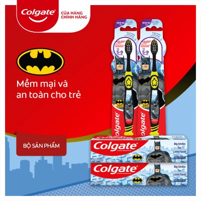 Bộ 2 kem đánh răng 40g và bản chải Colgate cho trẻ em Batman
