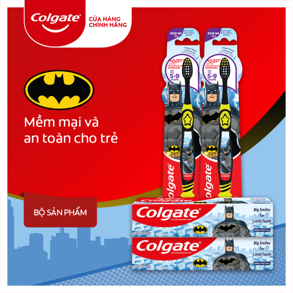 Bộ 2 kem đánh răng 40g và bản chải Colgate cho trẻ em Batman giá rẻ