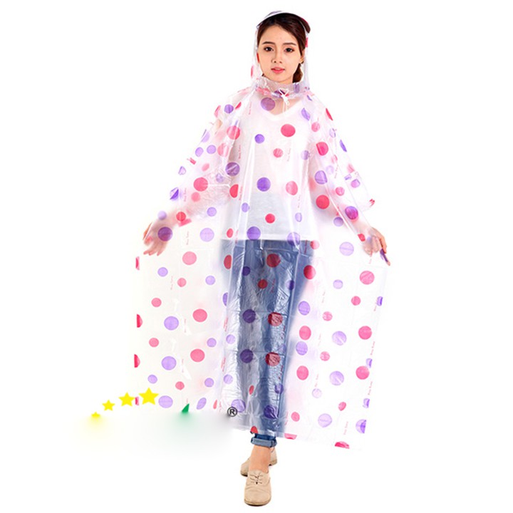 Combo 10 áo mưa cánh dơi nhựa chấm bi