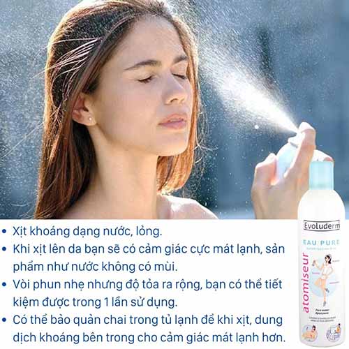 Xịt Khoáng Evoluderm Dưỡng Ẩm Cấp Nước & Làm Dịu Da