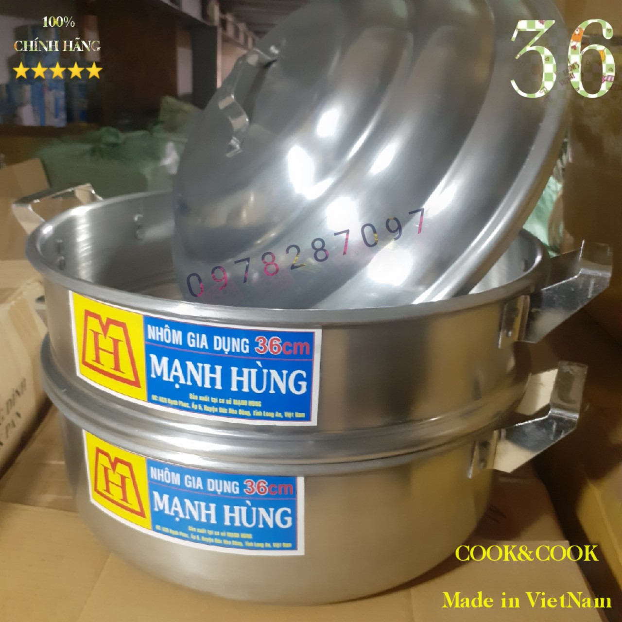 Bộ Xửng Hấp Size 36 Nhôm Mạnh Hùng- Chuyên hấp bánh bao/ hải sản/ rau củ