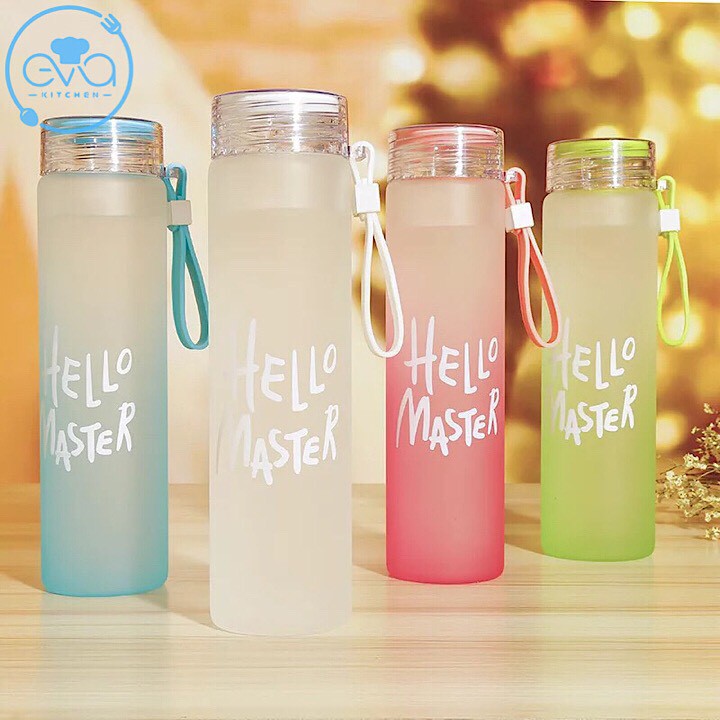 Hello Master Gradient Glass Water Bottle 450ml – Korean Matte Body Pastel Color