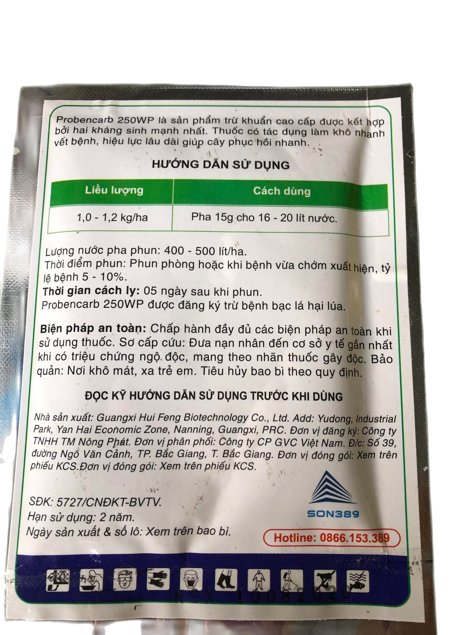 Sản phẩm trừ khuẩn cho hoa lan Probencarb 250WP