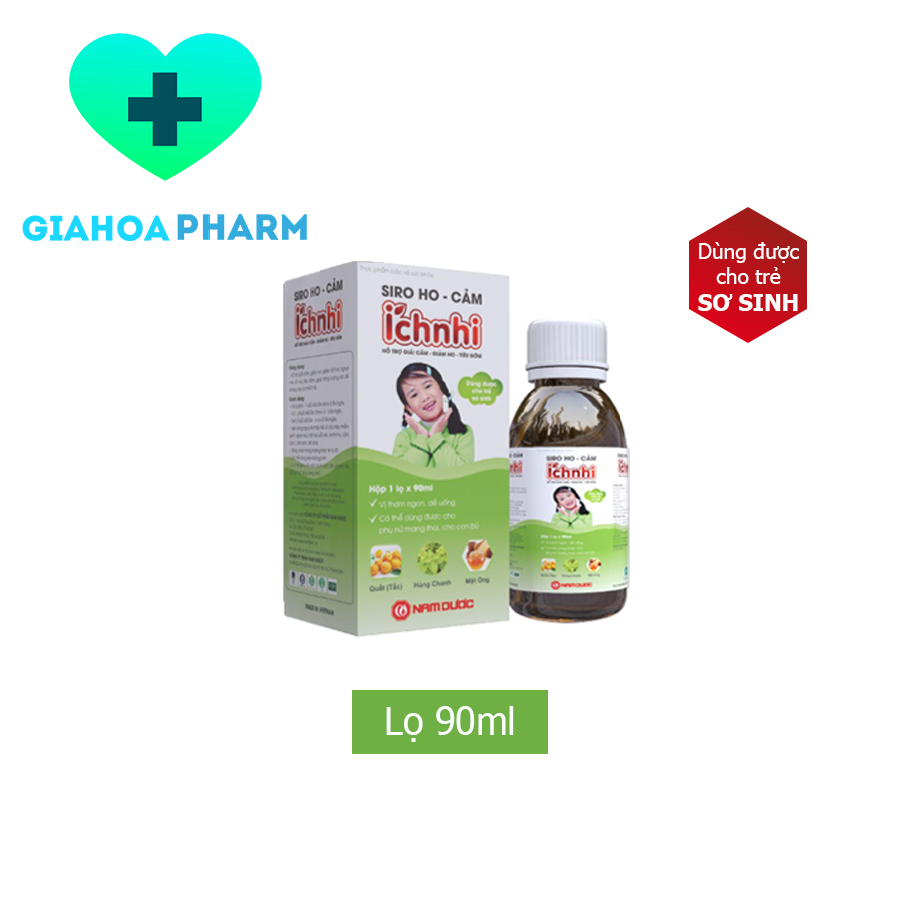 Siro ho cảm Ích Nhi - Nam Dược - Siro Ích Nhi 90ml - Giúp giải cảm, giảm ho, sổ mũi, nghẹt mũi, tăng sức đề kháng cho bé