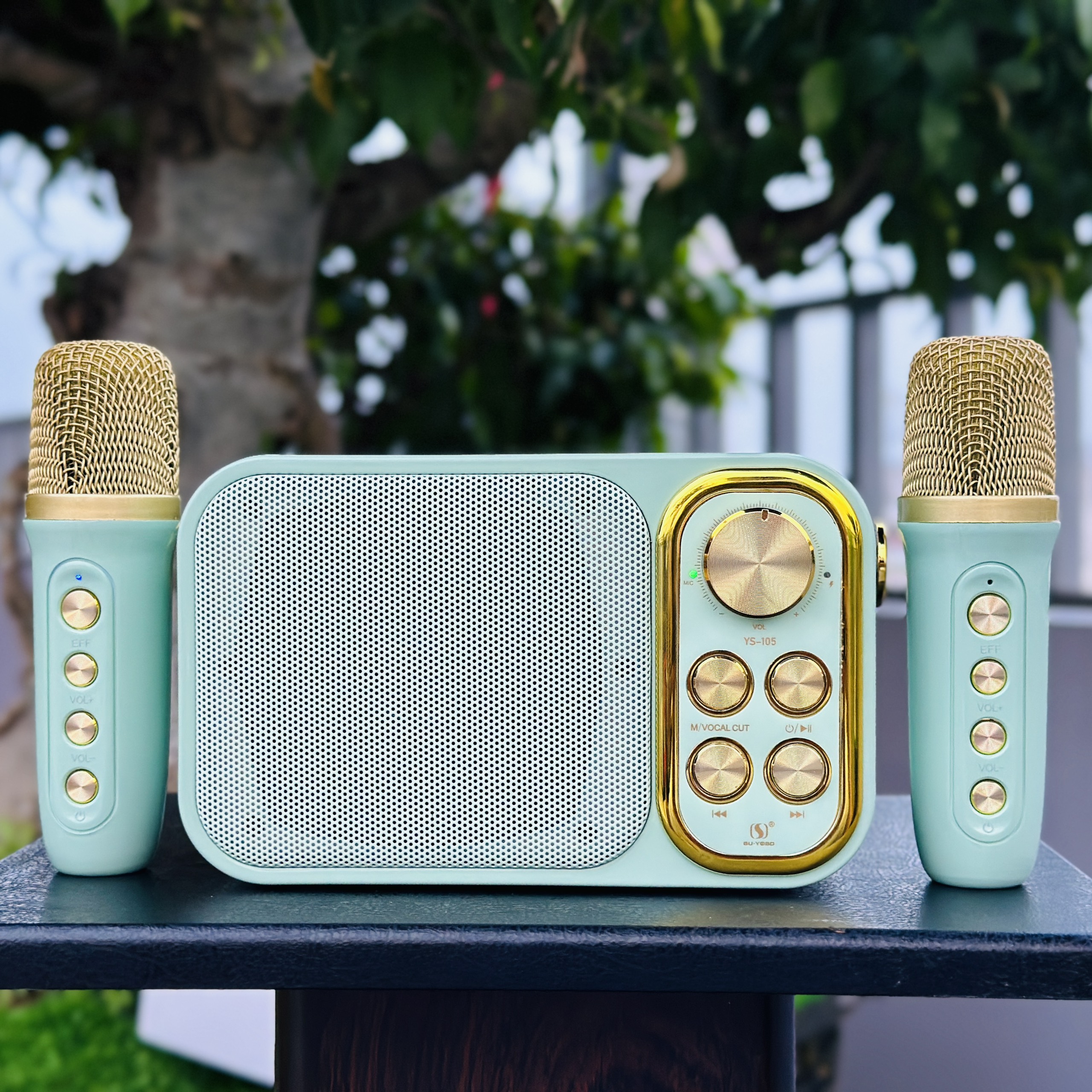 Loa bluetooth mini karaoke kèm mic YS-105 106 Không dây - Loa bluetooth mini karaoke công suất lớn - Loa bluetooth mini karaoke xách tay - Loa bluetooth mini karaoke giá rẻ - kèm 2 mic hát công suất 5W
