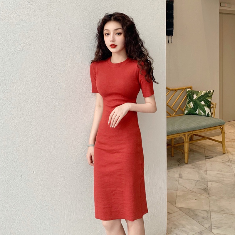 ĐẦM BODY TAY NGẮN LEN TĂM [ 100% ảnh thật ]