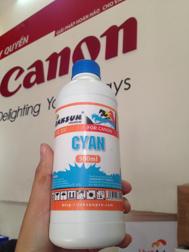 Combo mực CN dye uv inksun 500ml Xanh +vàng