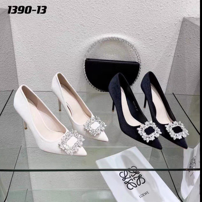 Giày cao gót NTHC60 bít mũi đính đá gót nhọn 7 phân
