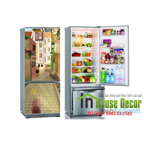 Miếng DECAl bóc Dán Tủ Lạnh - Phù Hợp Mọi Loại Tủ (Mẫu house vintage)