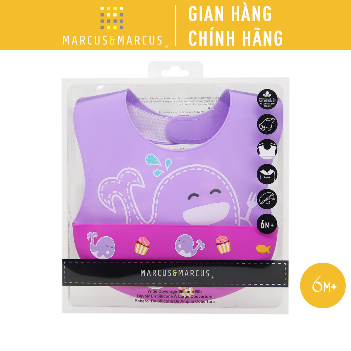 Yếm silicon ăn dặm cổ dán cho bé Marcus & Marcus,  từ 6 tháng - Willo