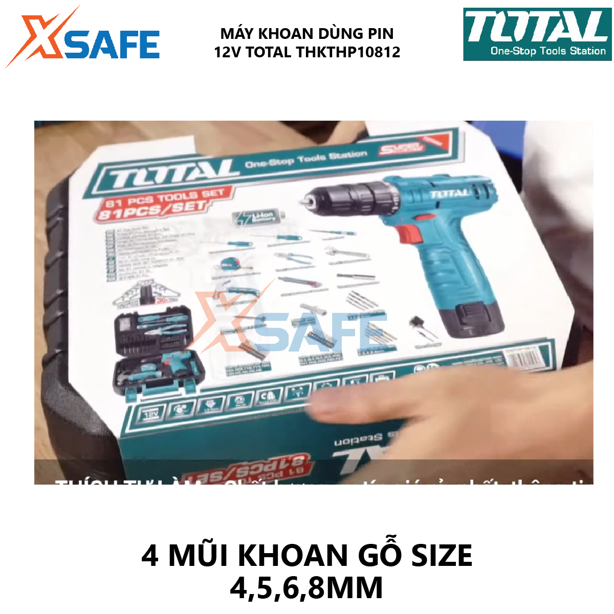 Drill using battery total THKTHP10812 machine squeeze components multi-purpose lithium-ion 12V/1.5ah attached the kits 81 details genuine, durable [xsafe] [XTools]