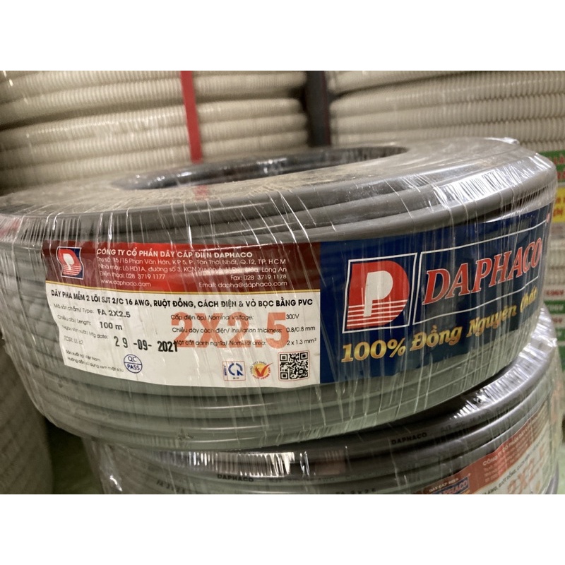 (Bán lẻ 1 mét) Dây điện Daphaco đôi tròn bọc xám FA2x4.0