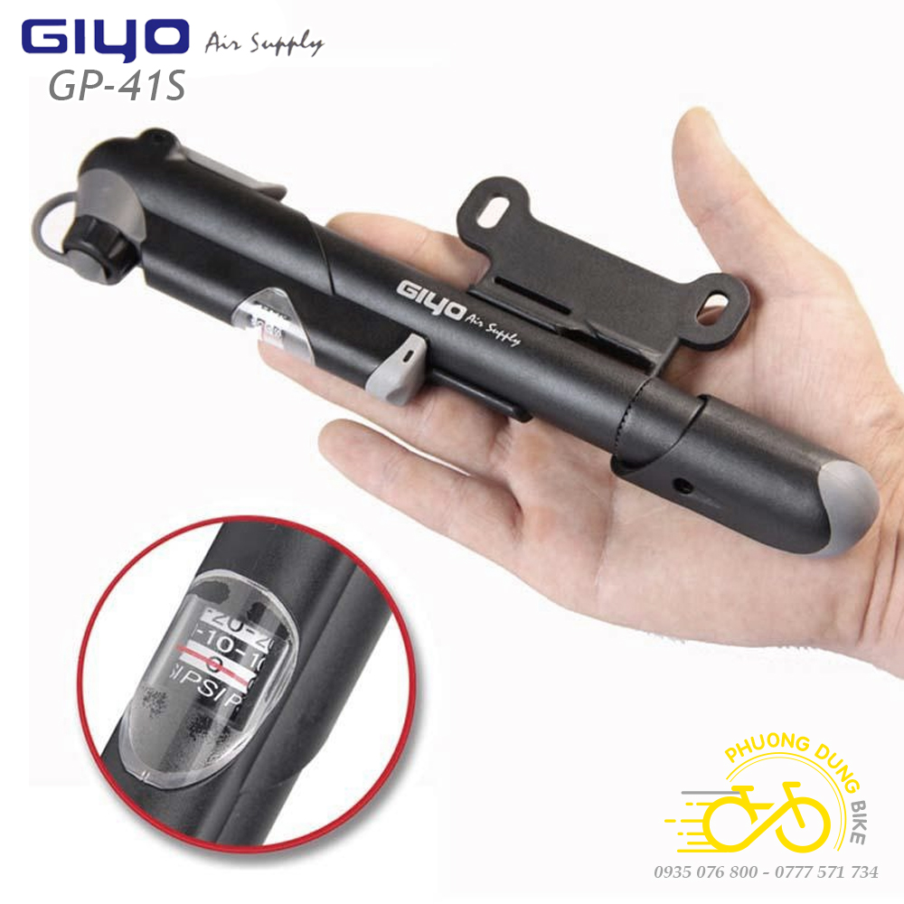 Bơm mini xe đạp giyo gp-41s có đồng hồ áp suất