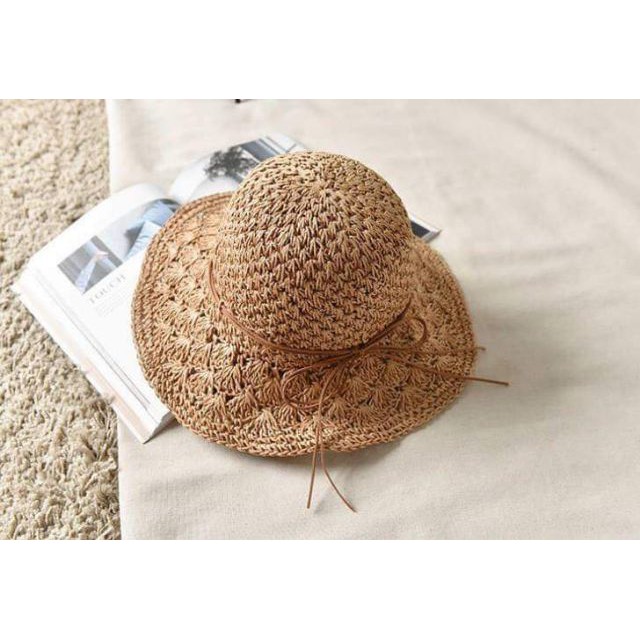 Nón cói mẹ và bé nơ dây vintage
