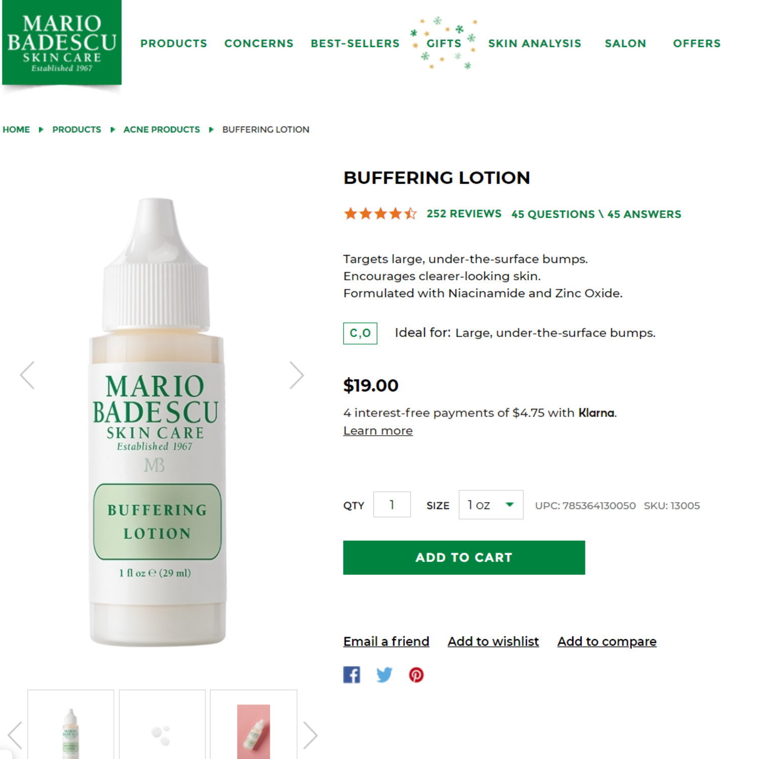 Chấm mụn Mario Badescu Buffering Lotion - Dành cho bọc, mụn nang (Bill Hãng) Ref102