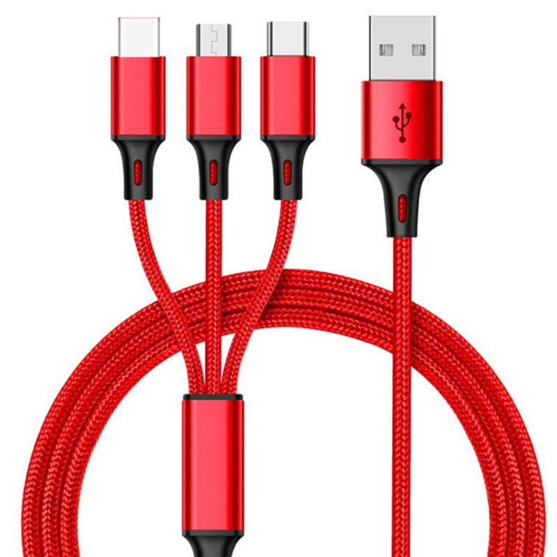 Dây Cáp Sạc đa năng 3 trong 1 hỗ trợ 3 Đầu Lightning - Micro USB - Type C, cáp sạc iphone, cáp sạc Android data cable