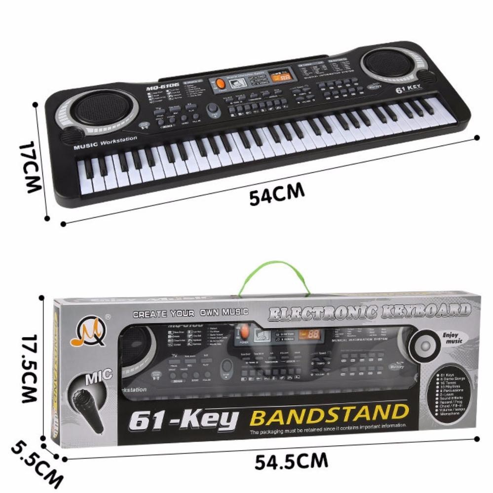 Đàn điện tử Piano Keyboard 61 Phím cho các Bé (Có Míc hát và dây sạc đi kèm)