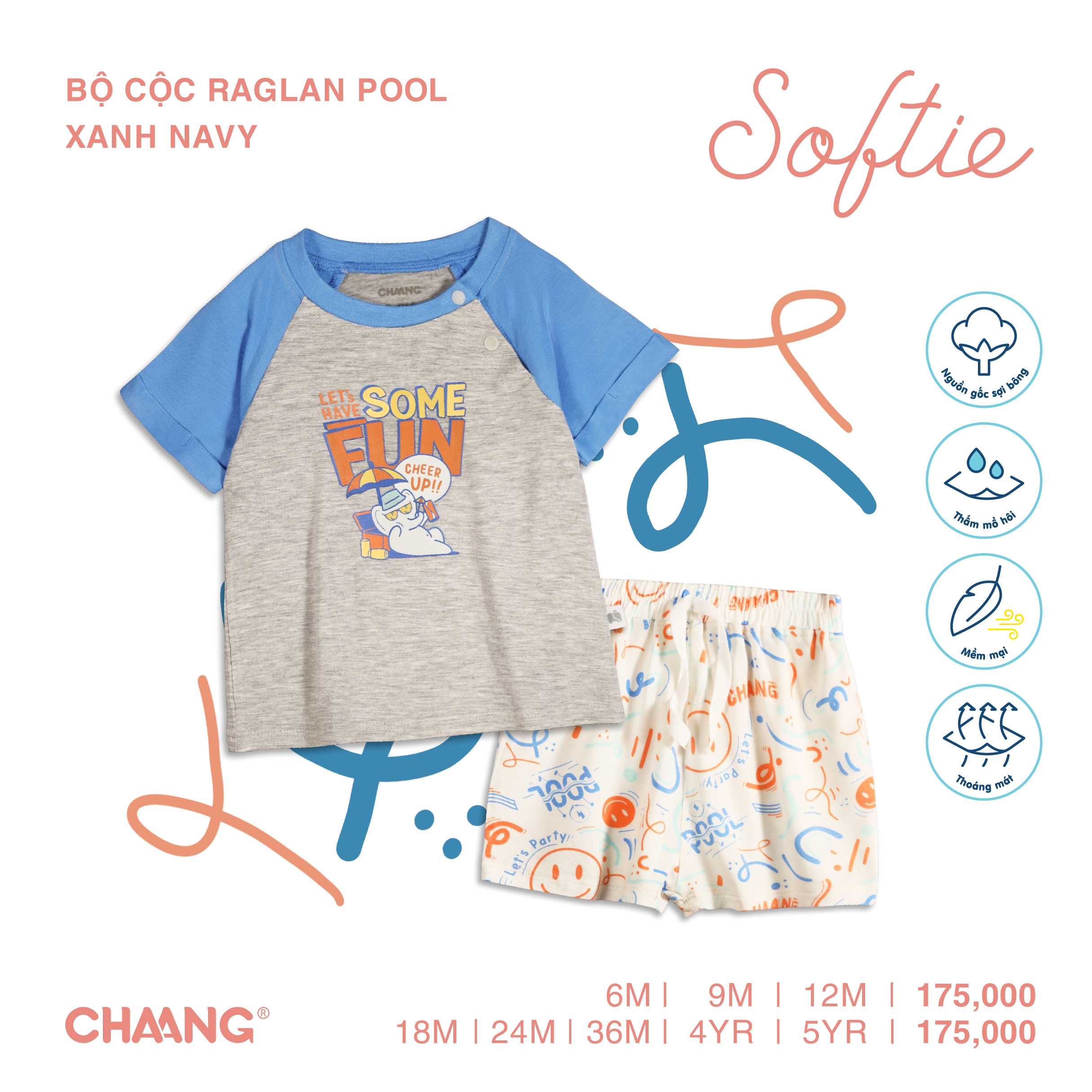 [CHAANG] Bộ cộc raglan bé trai Pool Chaang