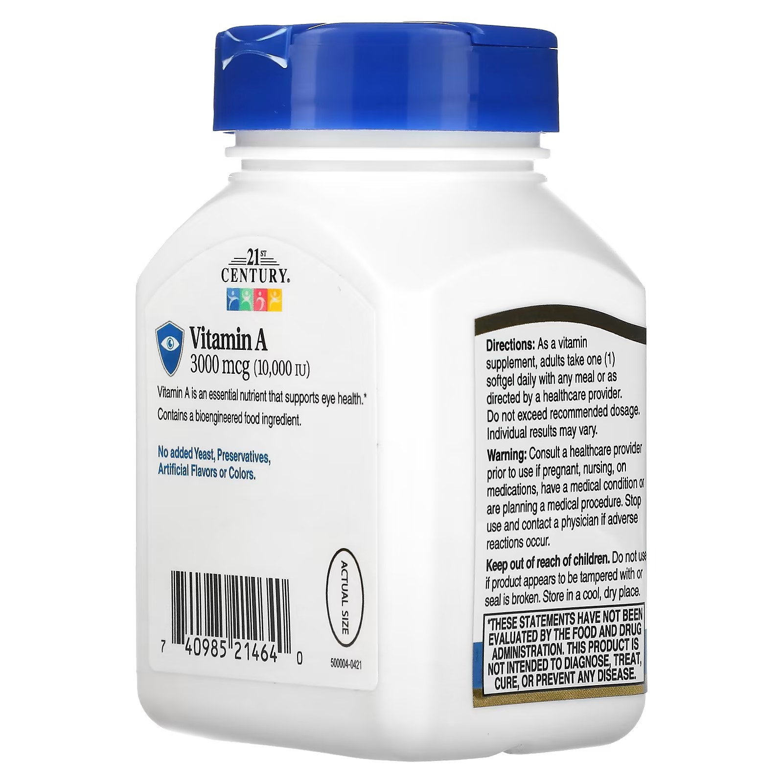 21st Century (USA), Vitamin A, 3.000 mcg (10.000 IU), 110 viên (HSD 05/2025)
