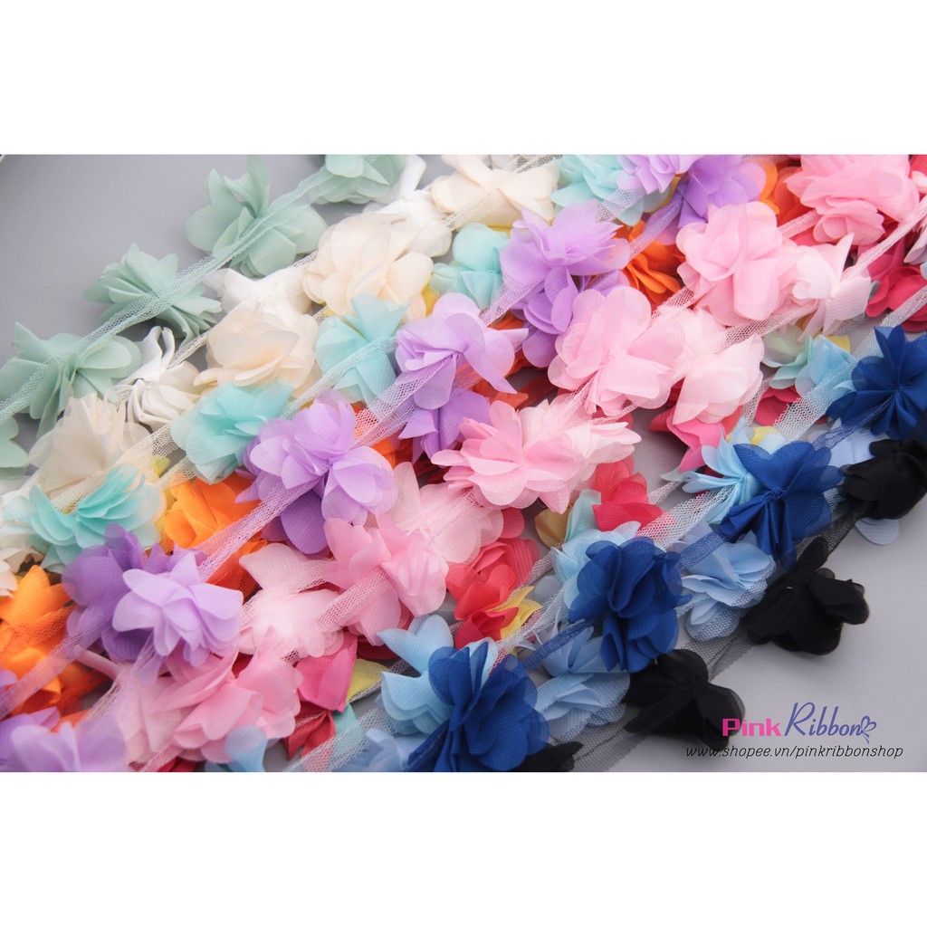 Dây hoa chiffon, hoa 6cm (Dây 13 hoa)