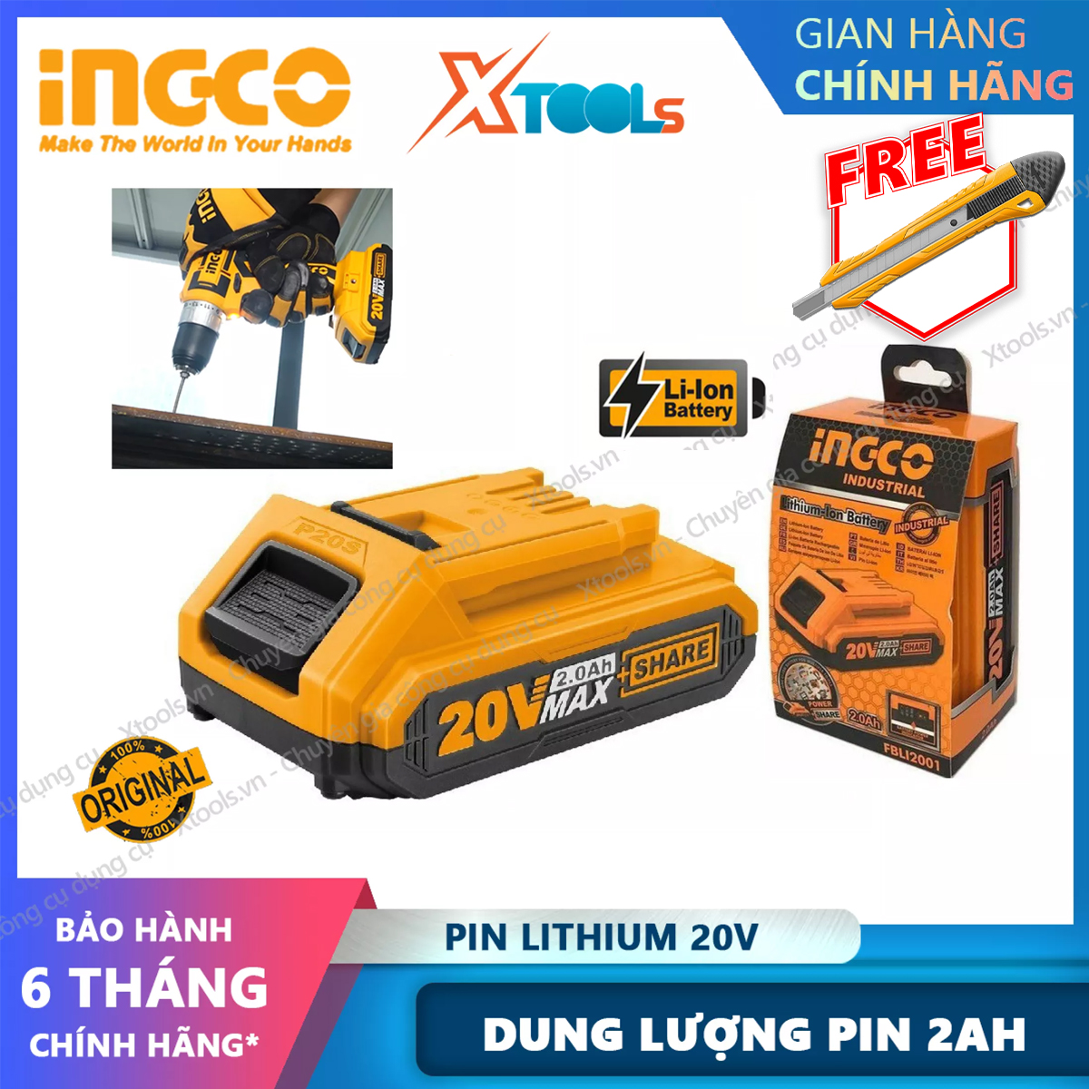 Battery hand drill 16.8 v ingco FBLI16151 16.8 v lithium battery 16.8 V battery with LED backlight the capacity of battery [xsafe] [XTools]