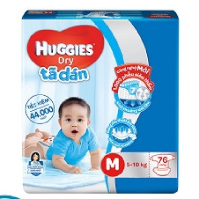 (Tặng 10 miếng) Tã dán huggies gói cực đại m76 (6-11kg) - bao bì mới