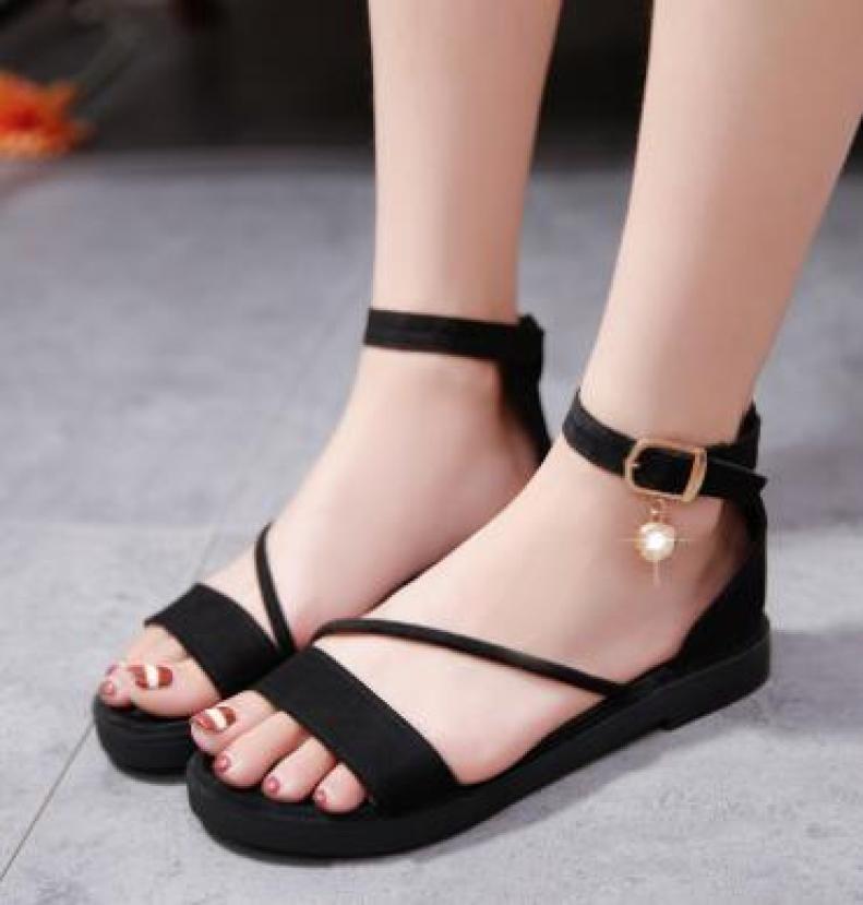 (Bảo hành 12 tháng) - Dép Sandal nữ đế bệt quai chéo - Dép quai hậu nữ da nhung cao cấp- Dép sandal nữ đi học- Có 2 màu xám, đen - Linus LN1809 giá rẻ
