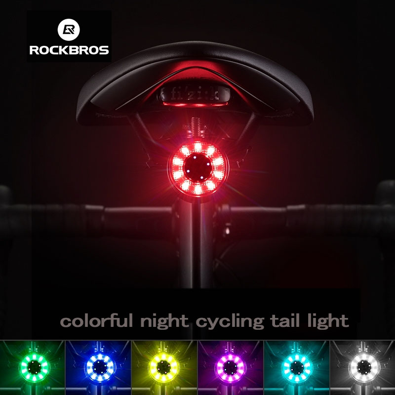 Rockbros Đèn hậu xe đạp Sạc Typc-C Đi xe đạp an toàn cảnh báo ban đêm Đi xe đạp leo núi Phụ kiện đèn hậu xe đạp