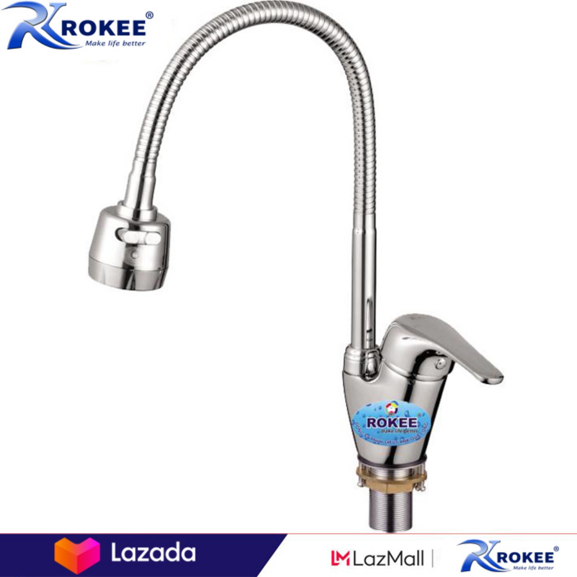 VÒI RỬA CHÉN NÓNG LẠNH ROKEE DL105 (Trắng bạc)