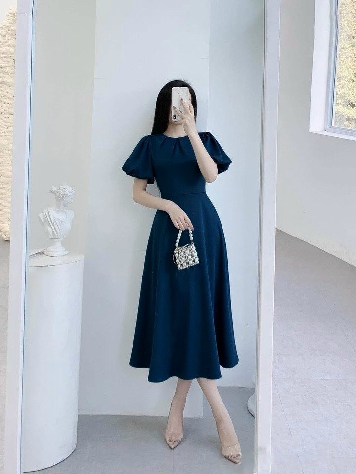 FreeshipMAX[HCM] ĐẦM XÒE XANH TAY PHỒNG