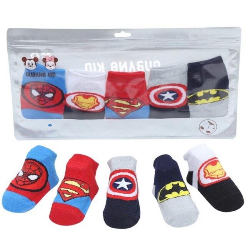 Tất/vớ cho bé , Sét 5 đôi tất trẻ em hình siêu nhân anh hùng cho bé- set 5 tất siêu nhân nhiều hình cho bé tha hồ lựa chọn - giao màu ngẫu nhiên