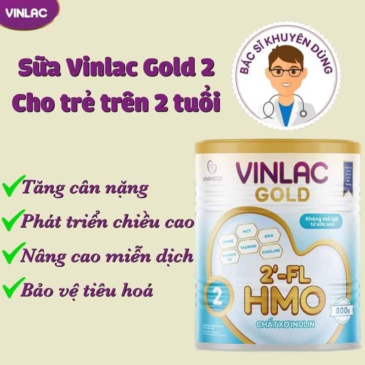 Freeship _ Sữa Vinlac Gold 2 800g cho bé trên 2 tuổi tặng kèm khăn