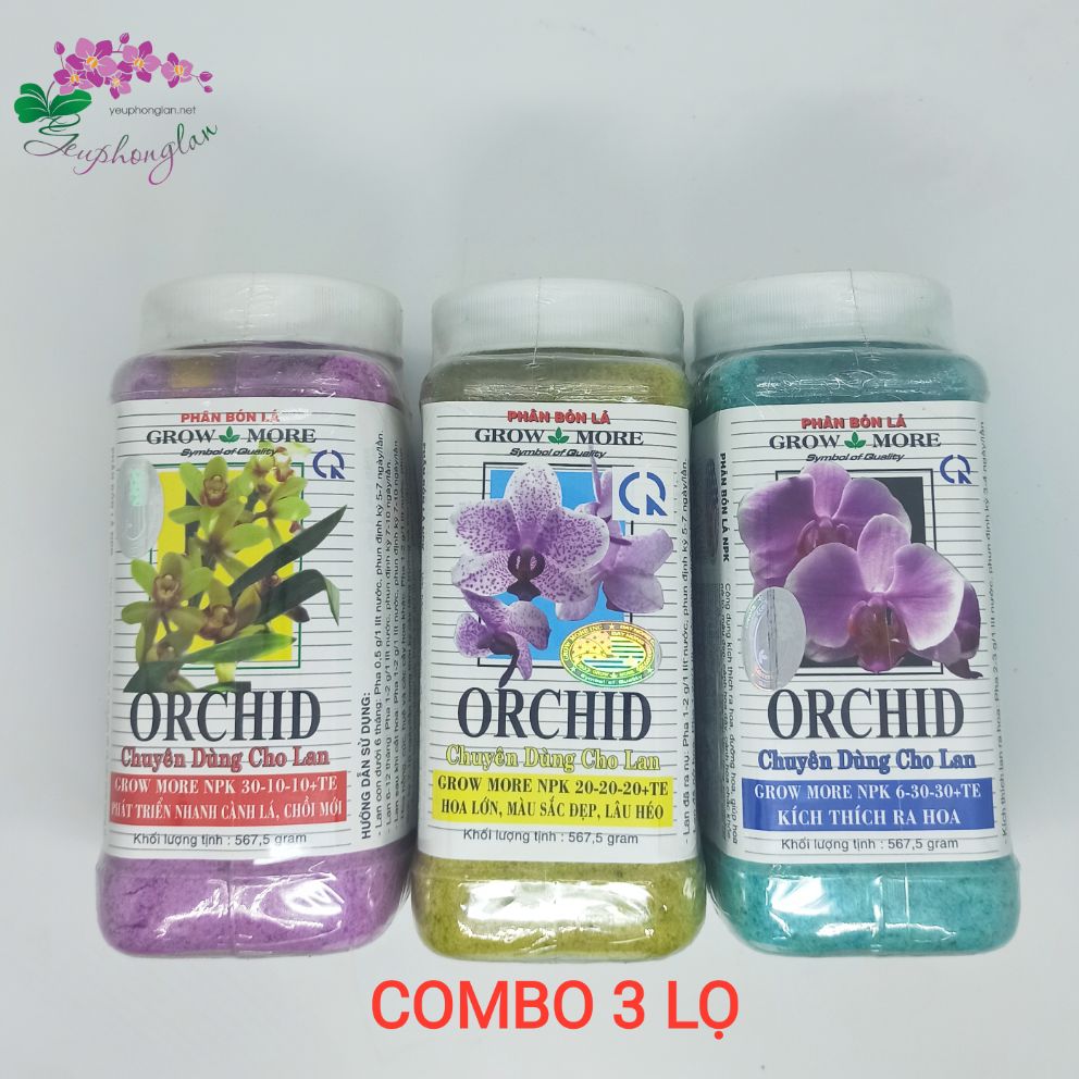 Bộ 3 Phân bón NPK chuyên dùng cho lan Grow More Orchid Nhập Mỹ