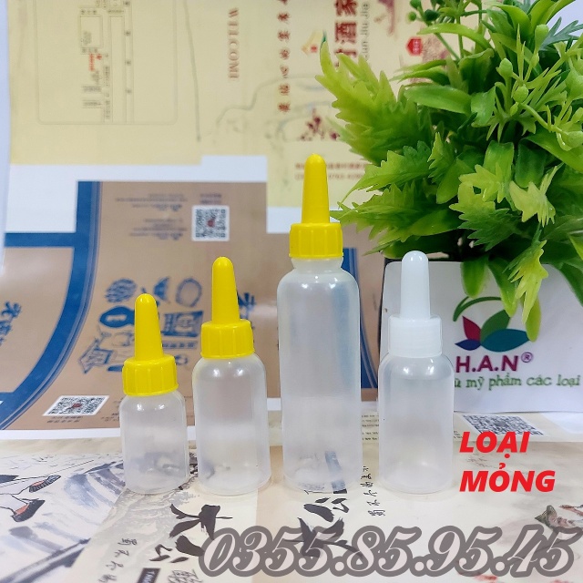 50 - 100  Vỏ lọ nhựa nhỏ mắt 5ml / 10ml / 20ml loại lọ MỎNG- Chai chiết mỹ phẩm, mực, vỏ chai nhựa đựng thuốc du lịch.