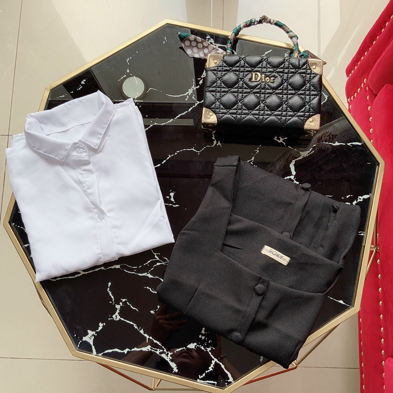 Set yếm + Áo sơ mi tay phồng - UT59