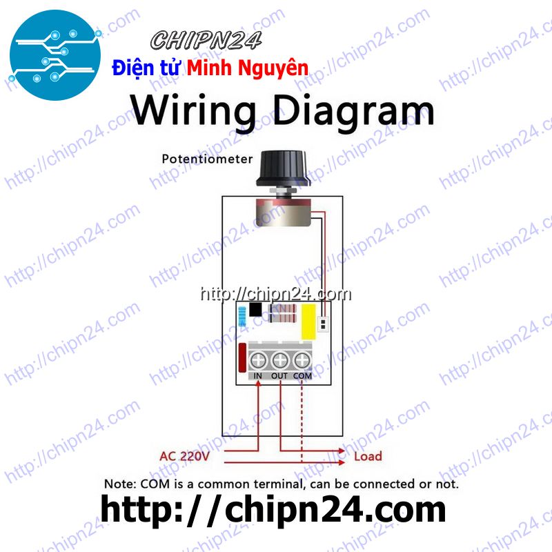 [1 cái] Dimmer AC 220V 10000W có vỏ
