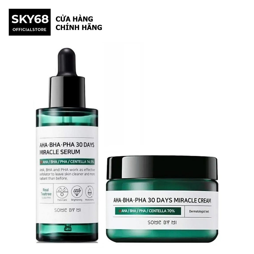 Combo 2 sản phẩm giảm mụn Some By Mi AHA-BHA-PHA 30 Days Miracle (Serum 50ml + Kem 50ml)