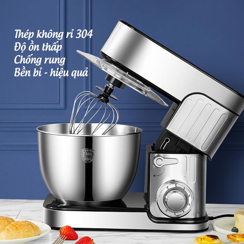 Máy trộn bột làm bánh đánh trứng đánh kem xay thịt xay trái cây cán sợi mì,sợi phở.... làm bếp toàn năng 9 trong 1, hàng chính hãng