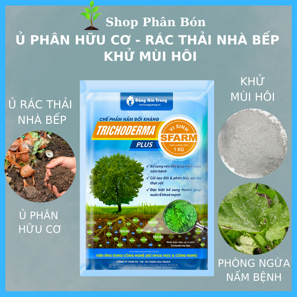 Chế Phẩm Vi Sinh TRICHODERMA Plus Cao Cấp Chuyên Ủ Phân Hữu Cơ Cho Mọi Cây Trồng Và Rau Sạch (Gói 1Kg)
