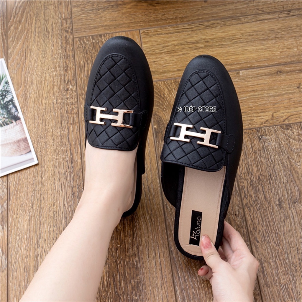 Dép sục nhựa nữ dẻo mules đi mưa đế cao 2cm khóa chữ H êm chân chống trơn iDÉP- SL028