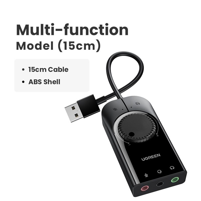 Ugreen sound card usb audio interface external 3.5mm microphone audio adapter soundcard for pc laptop ps4 headset usb sound card
