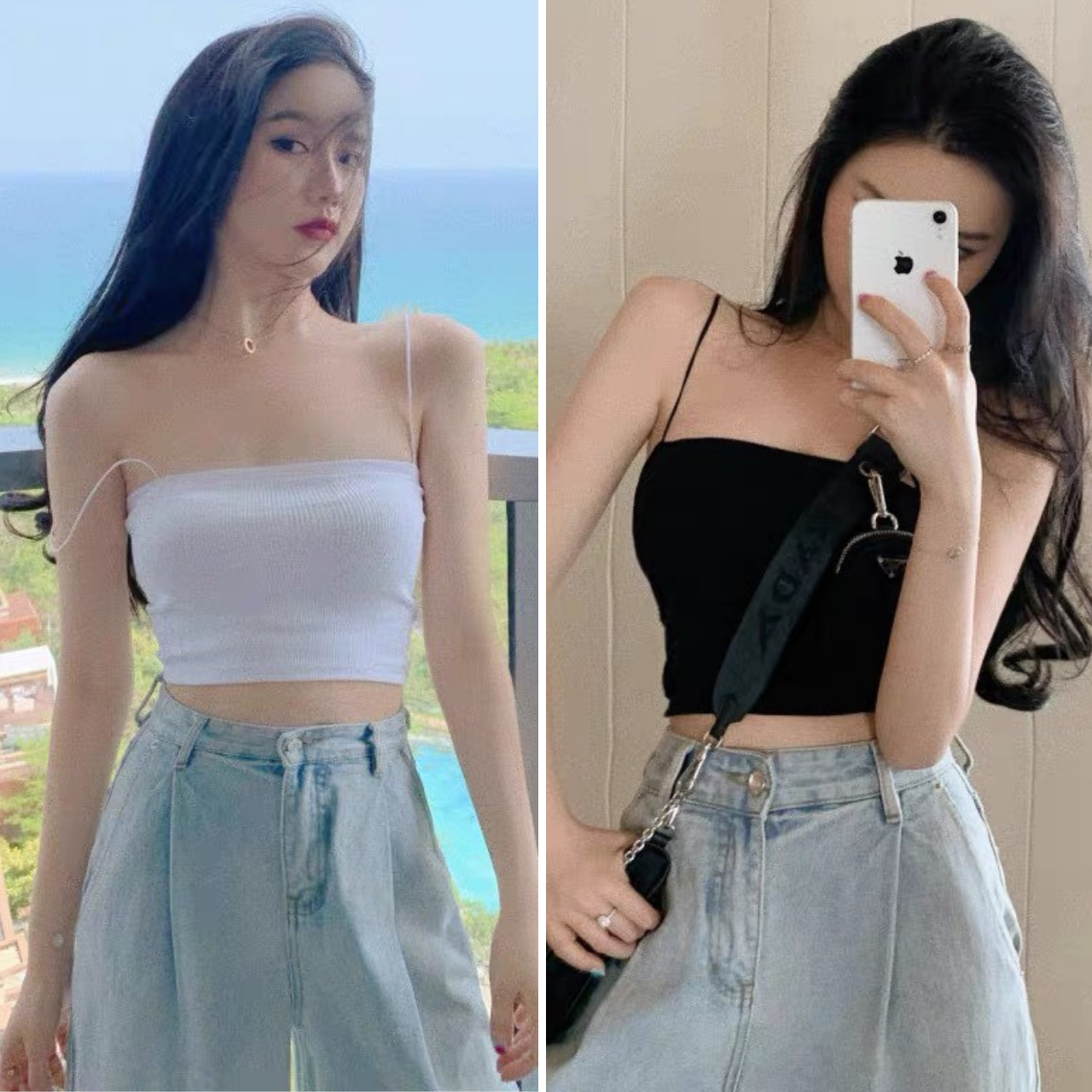 Áo 2 dây quai mảnh sợi bún dễ mix đồ