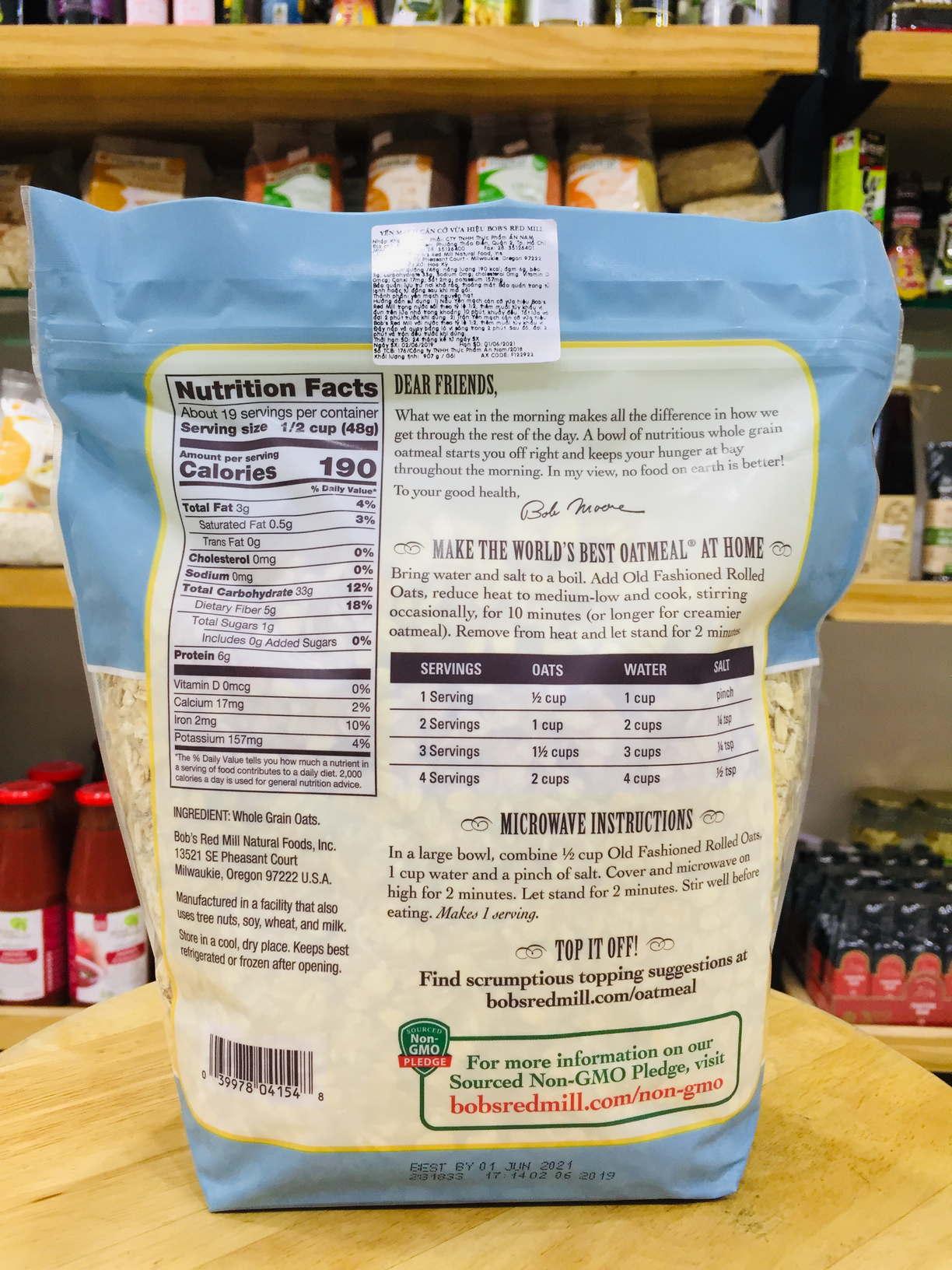 Date 01/28 Medium Rolled Oats Rolled Oats Regular Bob Red Mill 907g