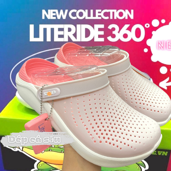 Dép sục literide màu trắng gót hồng