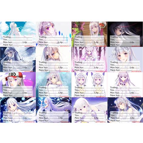[HCM]Nhãn vở anime Re:zero combo 3 set 48 nhãn