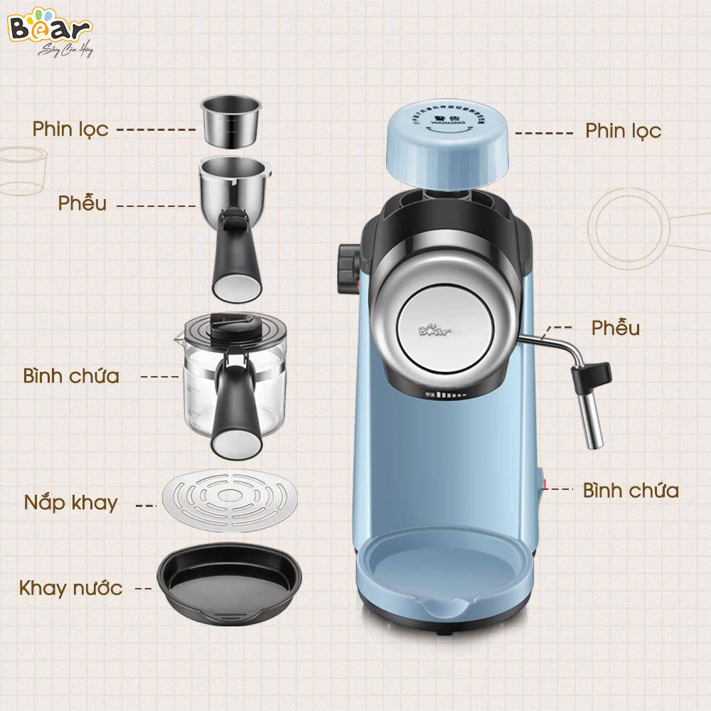 Máy Pha Caphe Bear Tự Động Pha Cafe, Pha Espresso Phong Cách  Ý CF-B02V1