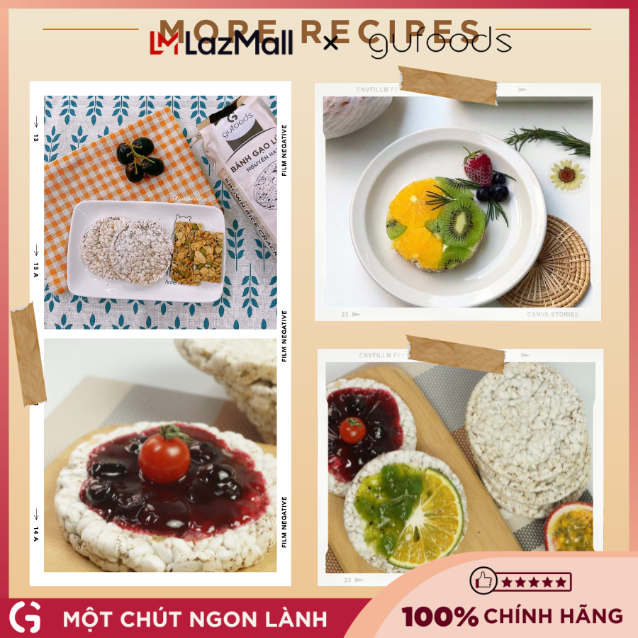 Bánh ăn kiêng, tập GYM gạo lứt vị Nguyên bản GUfoods - Không đường, Phù hợp Eat clean, Thực dưỡng